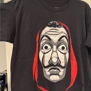 Black T-Shirt with Netflix’s La Casa De Papel Graphic